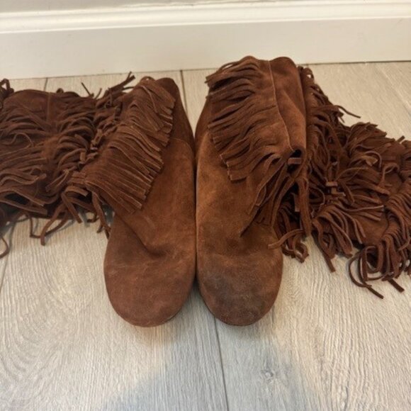 JOIE Fringe Flat Boot 38 Boho Cognac Suede - Picture 6 of 6